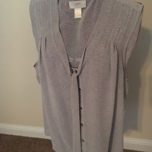 The Loft gauzy grey patterned blouse